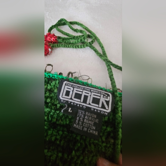 Christmas Sweater Berek Vintage Green Cardigan Size L - Picture 4 of 5